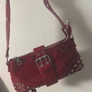 Red Leather Shoulder Bag